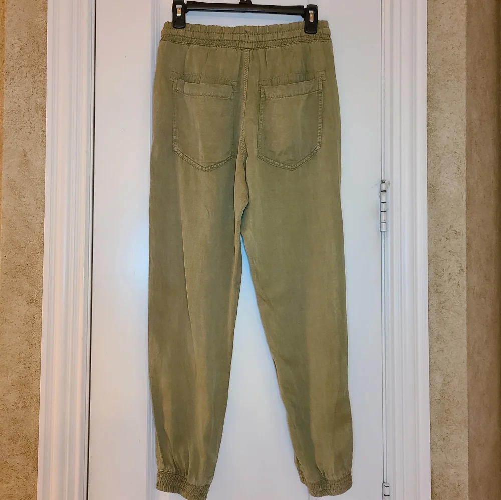 Zara The Charlotte Linen Blend Relaxed Jogger Pants Green Small